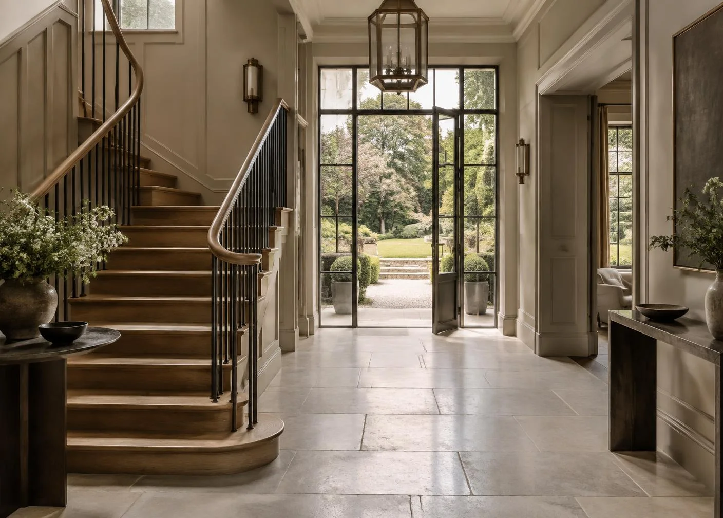 Considered oak and limestone interior